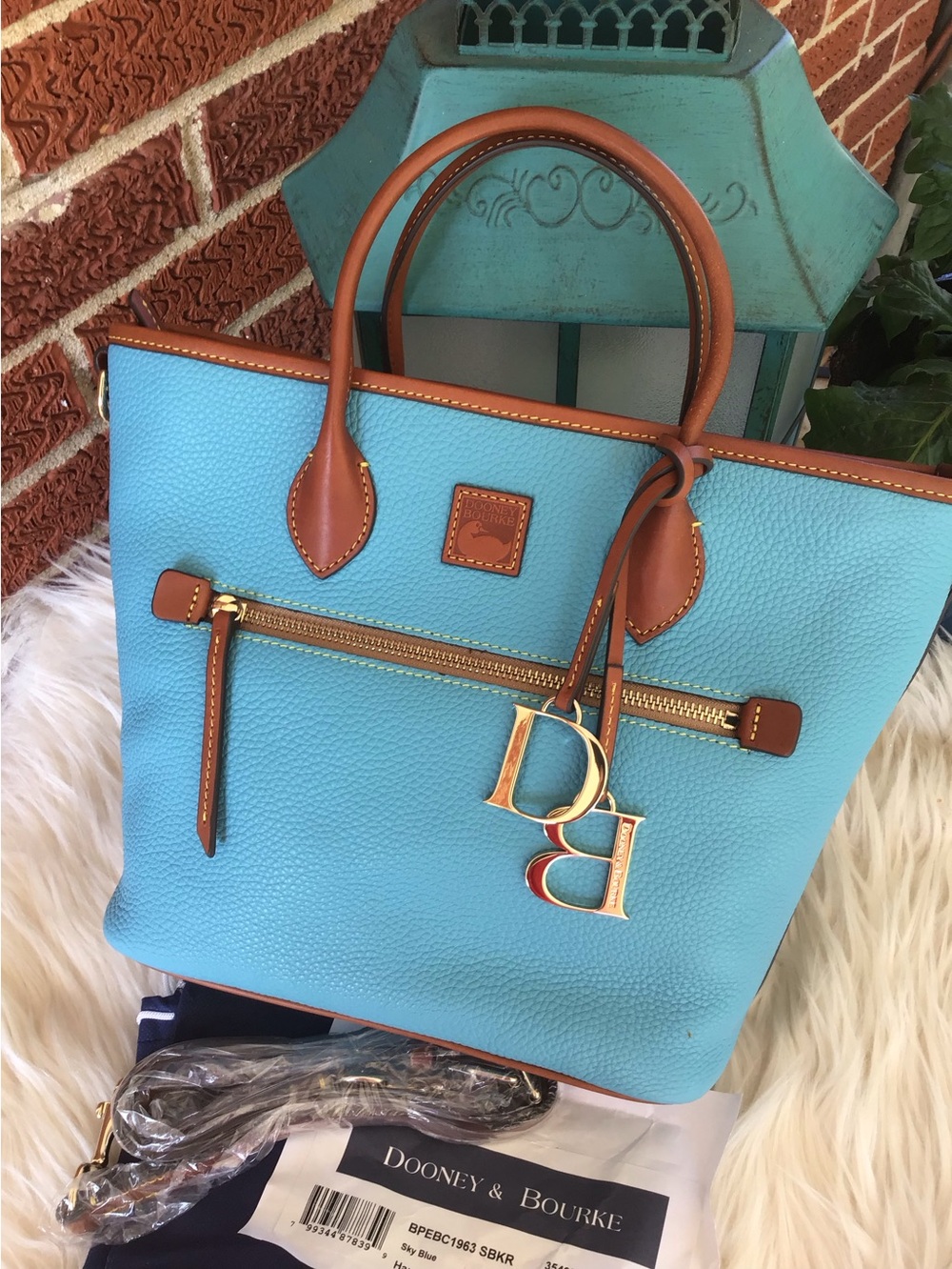 Dooney pebble leather sky blue tote NEW